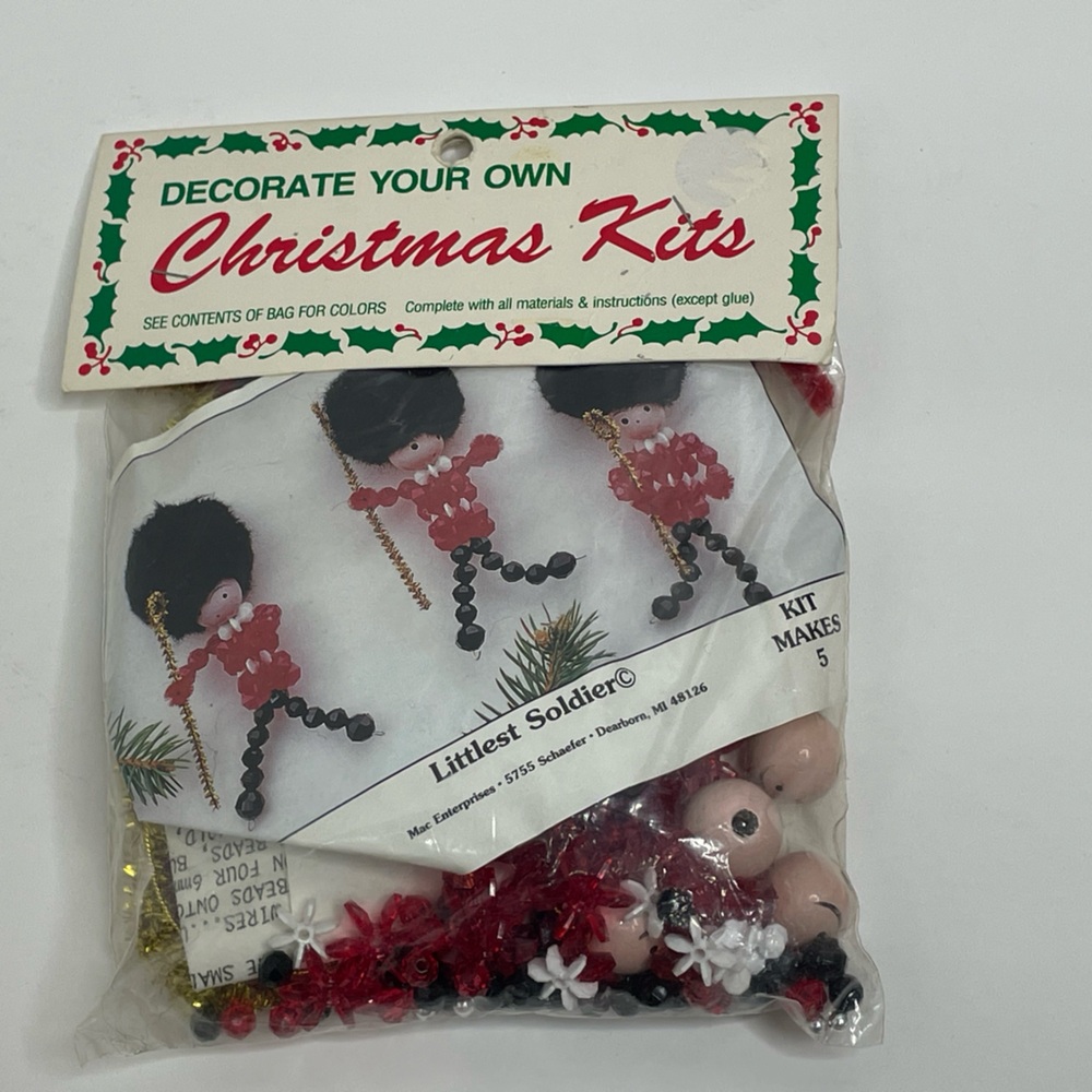 Vintage Merri Mac Christmas Ornament Kit Littlest Soldiers Makes 5 Rare HTF NWT
